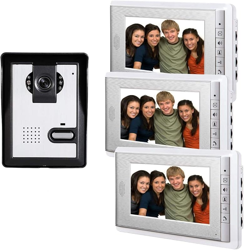 Wired Video Intercom Doorbell System, 3PCS 7-Inches LCD Monitor