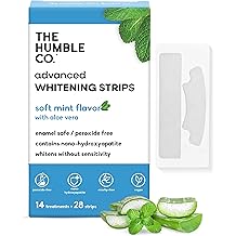 The Humble Co Advanced Teeth Whitening Strips &ndash; Sensitive Teeth Whitening Strips - Gentle Enamel Safe &amp; Peroxide Free Tooth Whitener - Dental Oral Care Products &amp; Essentials -14 Treatments, 28 Count