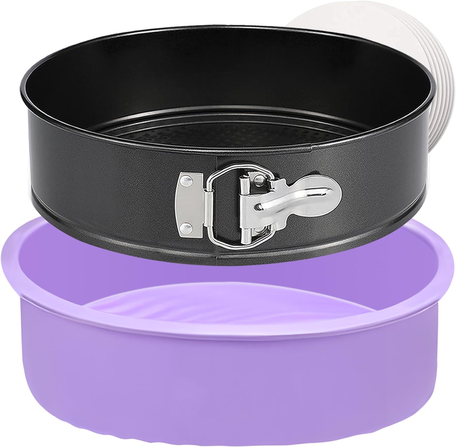 Springform Pan 9 Inch Nonstick Cheesecake Pan with Protector, Leakproof Spring Form Pan for Cheesecake, Round Cheese Cake Pans for Baking, 9 Inch Springform Cake Pan with 50Pcs Parchment Paper