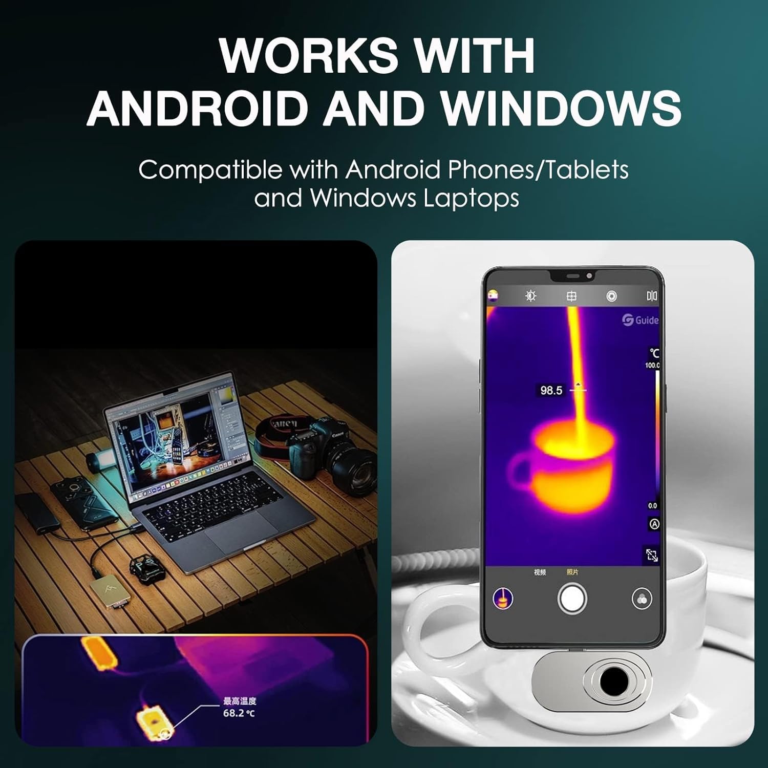 NOYAFA NF-583S Thermal Camera Android, Thermal Imaging Camera Support Video Recording, 6 Color Palettes,Thermal Camera for Smartphone 160x120 IR/25HZ Infrared Thermal Imager