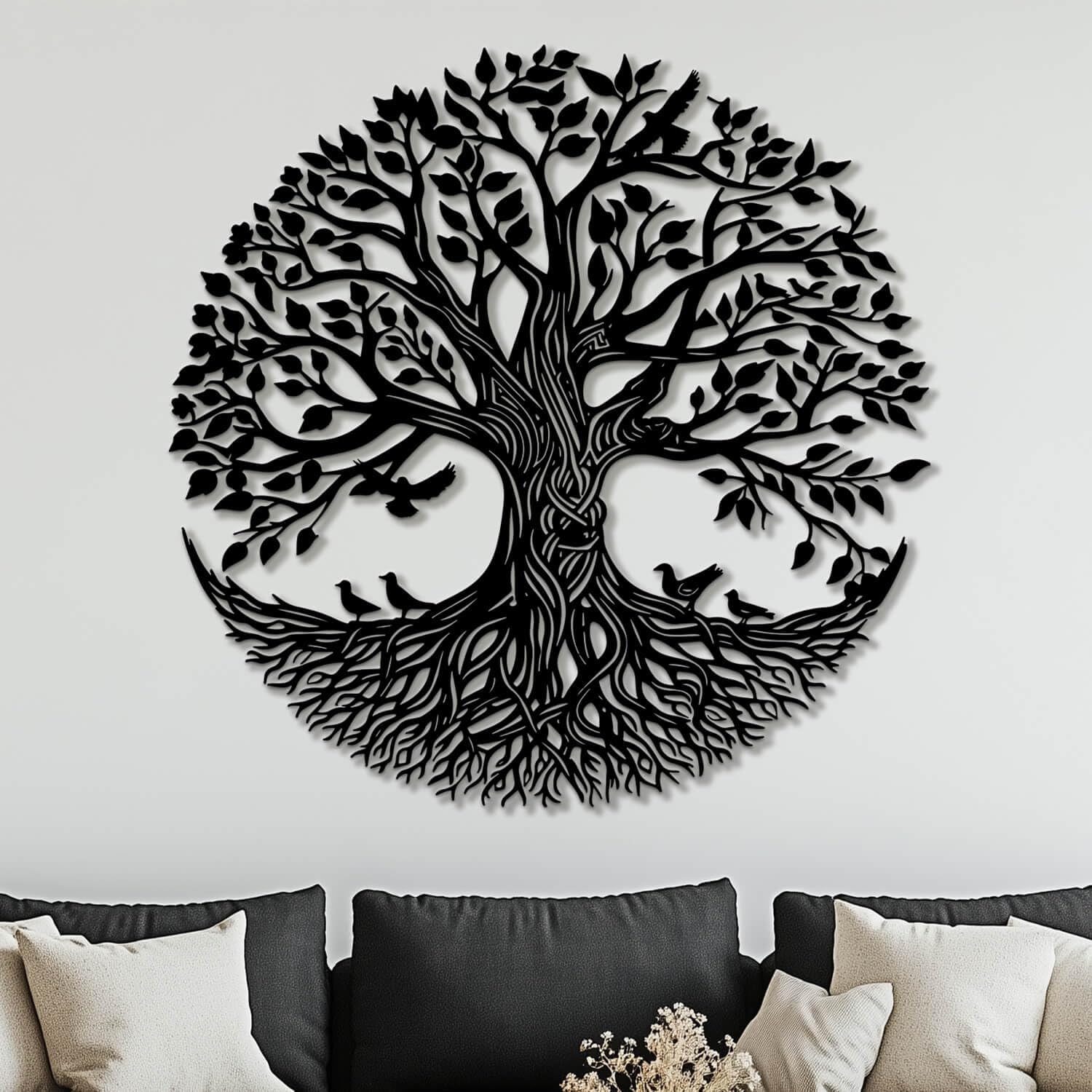 Décoration murale métal arbre de vie au design géométrique haut de gamme
