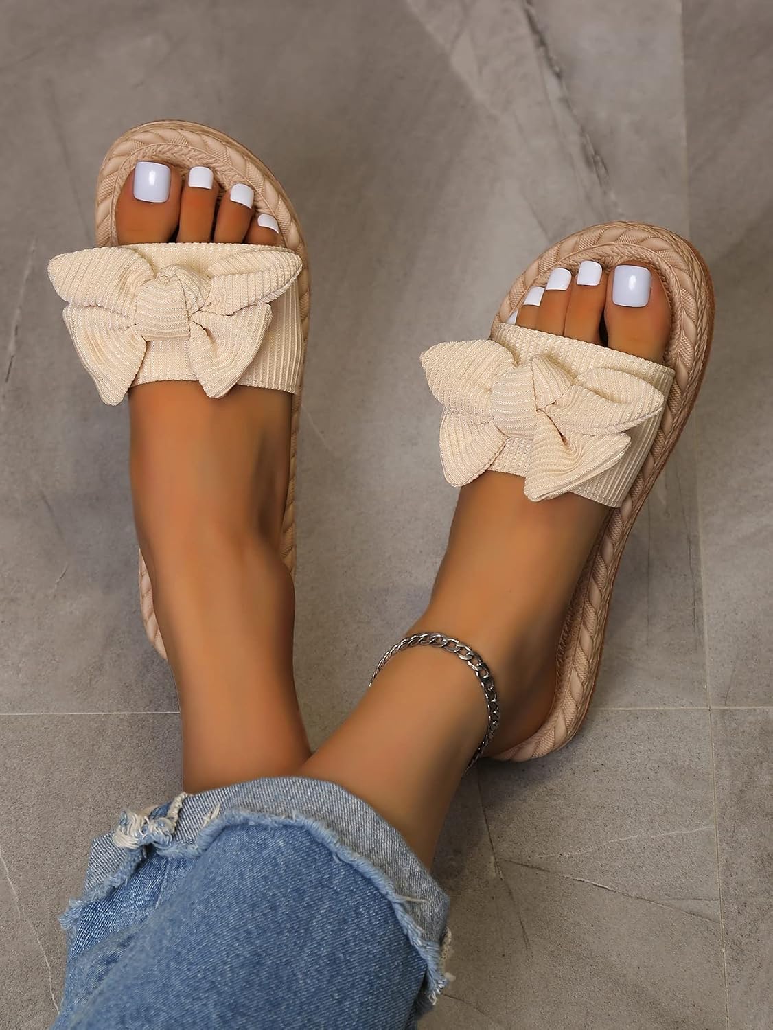 GORGLITTER Women's Bow Sandals Cute Summer Straw Rattan Dressy Boho Open Toe Beach Vacation Shoes Slides 2026