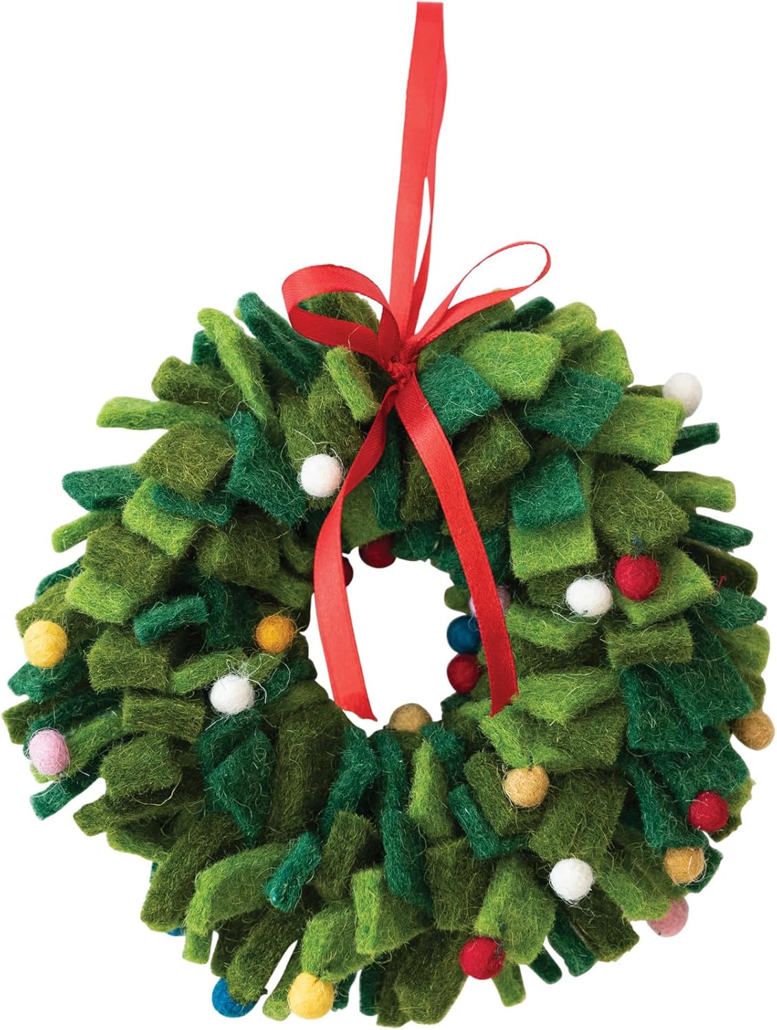 Creative CoOp Round Handmade Wool Felt Wreath Ornament