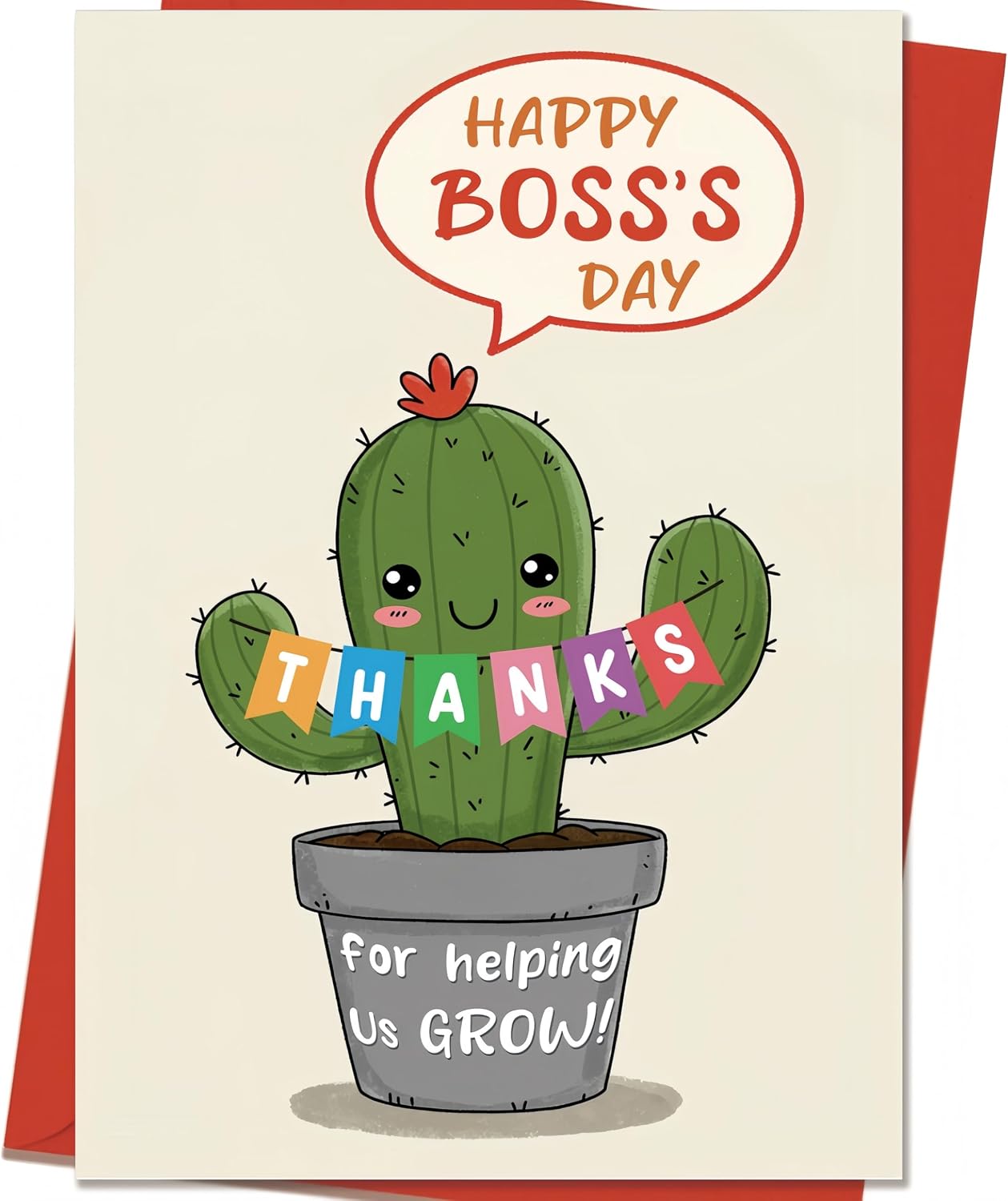 Happy Boss Day Card for Men Women - Thanks for Helping Us Gr