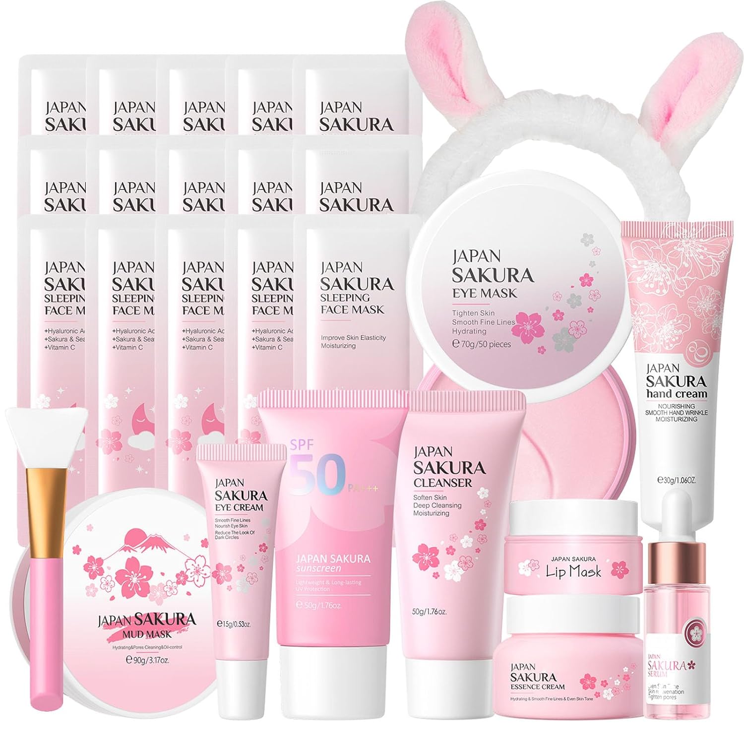 INSEEK Sakura Skin Care Set for Teen Girls Women, Hydration Skincare Gift Set, Deeply Cleanse Pores, Long-Lasting Moisturizing, Improve Dull Skin, Reduce Wrinkles & Fine Lines, Restore Elasticity