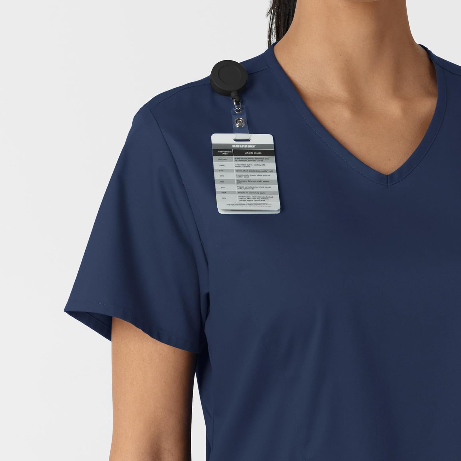 Wink Work Scrubs for Women, Curved V-Neck Scrub Top - Navy, XS - Image 7