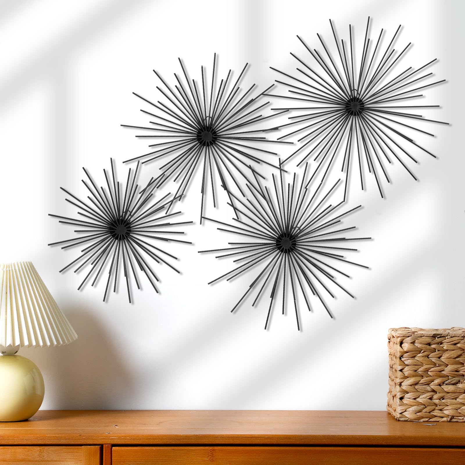 Amazon.com: Shimeyao 4 Pcs Metal Starburst Wall Decor Black Metal
