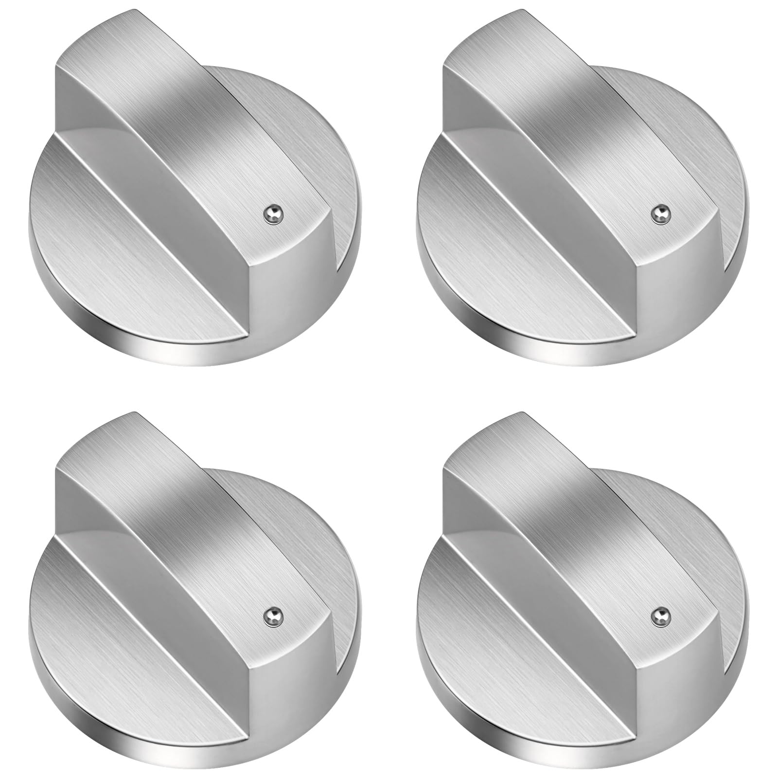 Lunhoo 4-Pack Universal Gas Hob Knobs, Stove Knob Replacement, 6 mm D-Shaft, Metal Switch Control Cooker Knobs for Kitchen Gas Hob Cooktop Oven Stove (Silver)