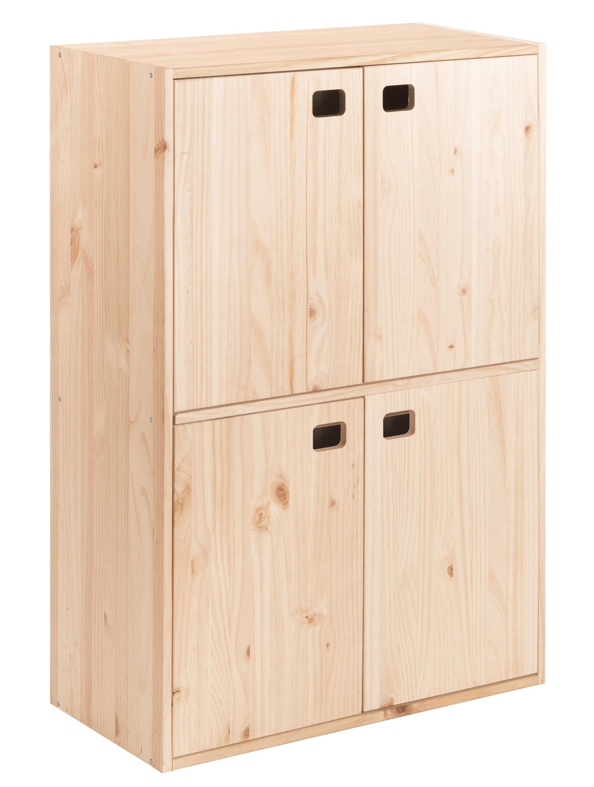 Armoire de Rangement en Bois de Pin avec 4 Portes et Étagères Réglables - Astigarraga Kit Line