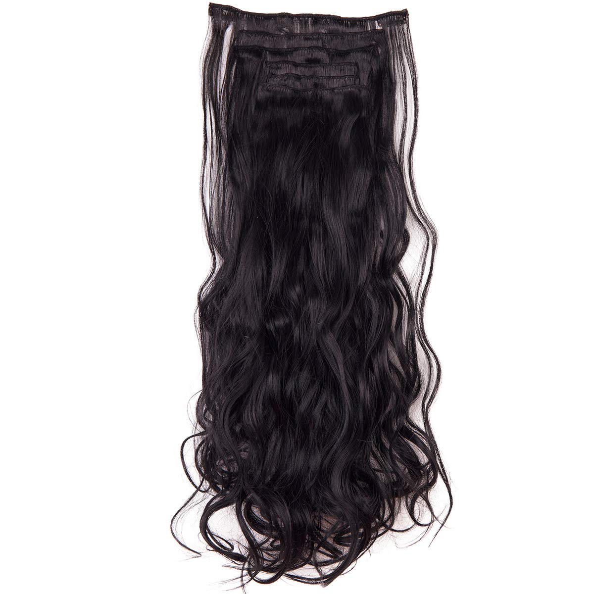 DODOING 6Pcs 16 Clips 24"-26" Clip in Hair Extensions Curly Wavy Straight Thick Clip on Synthetic Hair Extension Hairpieces