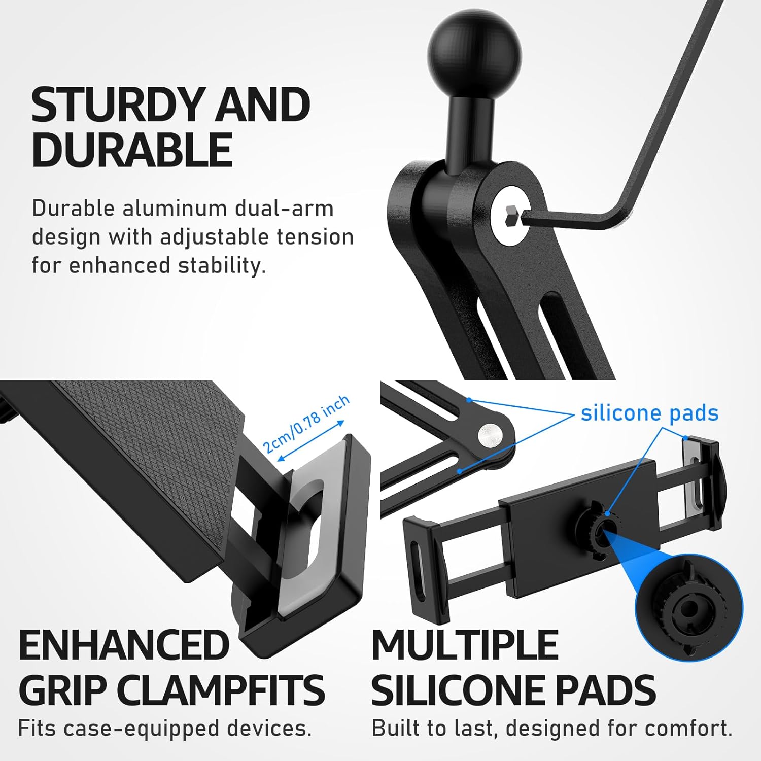 Urmust Tablet Wall Mount Holder for iPad, 360°Rotation Adjustable Tablet Stand Holder with Aluminum Extendable Arm, for iPad mini/Air/Pro/Galaxy Tab/Kindle, All 4.7-13" Phones & Tablets