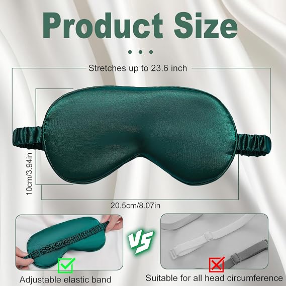 2 Pack Silk Sleep Mask, Natural Pure Eye Masks, Blackout Anti-Allergy Sleep Mask with Adjustable Strap, Mulberry Silk Eye Sleep Shade Cover - Suitable for Night,Travel,Nap,Meditation