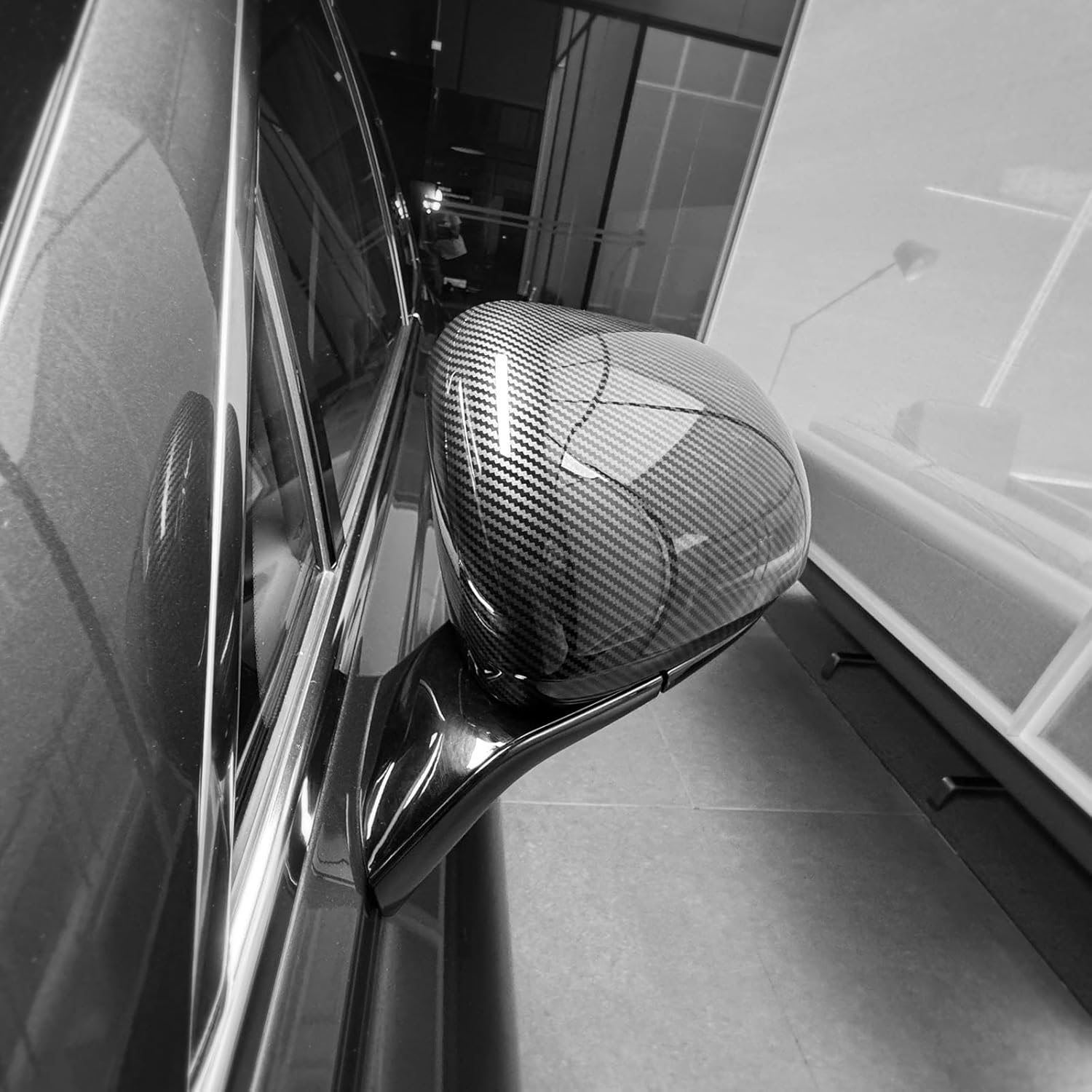 RCar Exterior Mirror Cover Side Rearview Mirror Cover Set Car Outside Door Mirrors Protective Compatible with Genesis GV80 2021-2025 Accessories (Carbon Fiber Style)