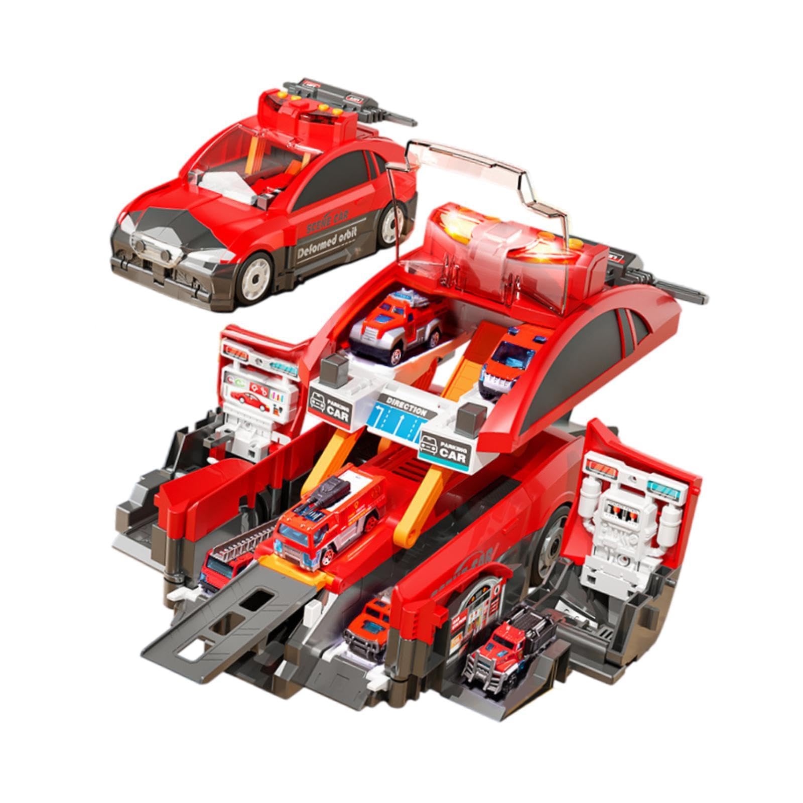 predolo Set di Giocattoli per Bambini, Camion E Auto con 6 Modelli in Metallo, Camion dei Pompieri