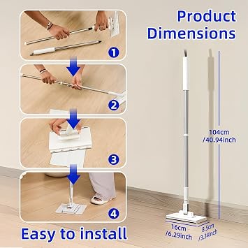Snap Grip Mini Mop, Zero Touch Mini Mops, Gap Dust Cleaner Flat Mops with Locking Head & Sweeping Cloths, 92cm Long Handle Mopping Sweeper Stick for Multi Cleaning (1*mop+5*Cloth) 7-14 Days delivery