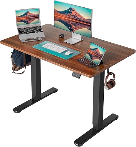 Miniatura 8 de Cubiker Escritorio de pie de 48 x 24 pulgadas mesa eléctrica ajustable en altura de pie escritorio de pie con tablero de empalme marco blanco y