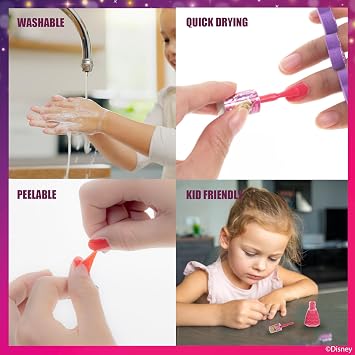 Disney Princess Nail Polish Set, 15-Piece Peel-Off with Toe Spacers