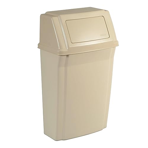 Miniatura 7 de Rubbermaid Commercial Products Basura/cubo de basura/cubo de basura, 15 galones, para pasillos, baños, escuelas, cocinas, color beige