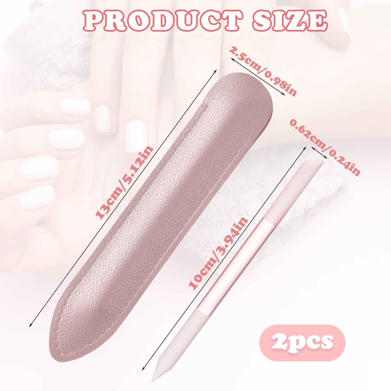 2 Sztuki Popychacz do Skórek, Szklany Pilnik do Paznokci, Dwustronny, Profesjonalny Precyzyjny, Narzędzie do Manicure, DIY