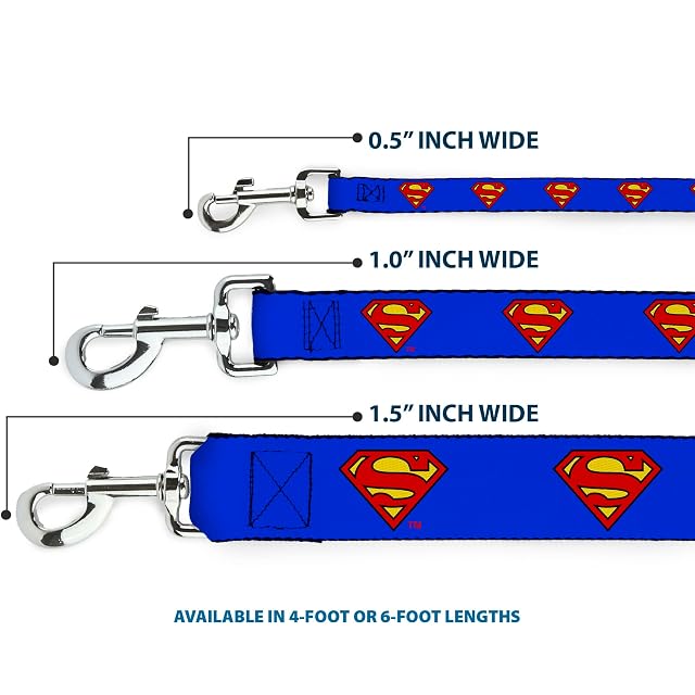Foto 3 de 7 de Buckle-Down Correa para Perro Superman Shield Azul Disponible en Diferentes Longitudes y Anchos para Perros…