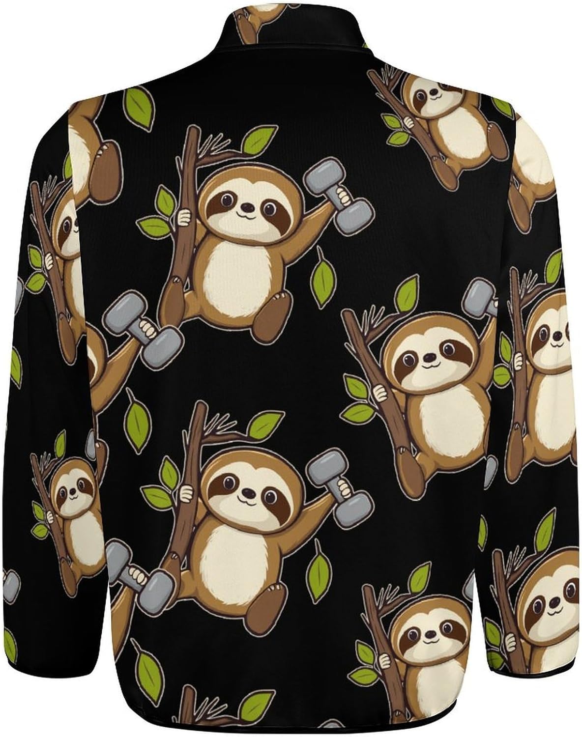 Power Sloth Weight Training Mens Sweatshirt Long Sleeve Stand Collar Button Pullover Polo Sweaters Fall