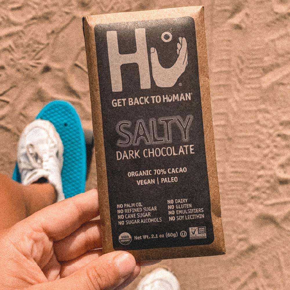 Hu Chocolate Bars | 8 Pack Salty Chocolate | Natural Organic Vegan, Gluten Free, Paleo, Non GMO, Fair Trade Dark Chocolate | 2.1oz Each