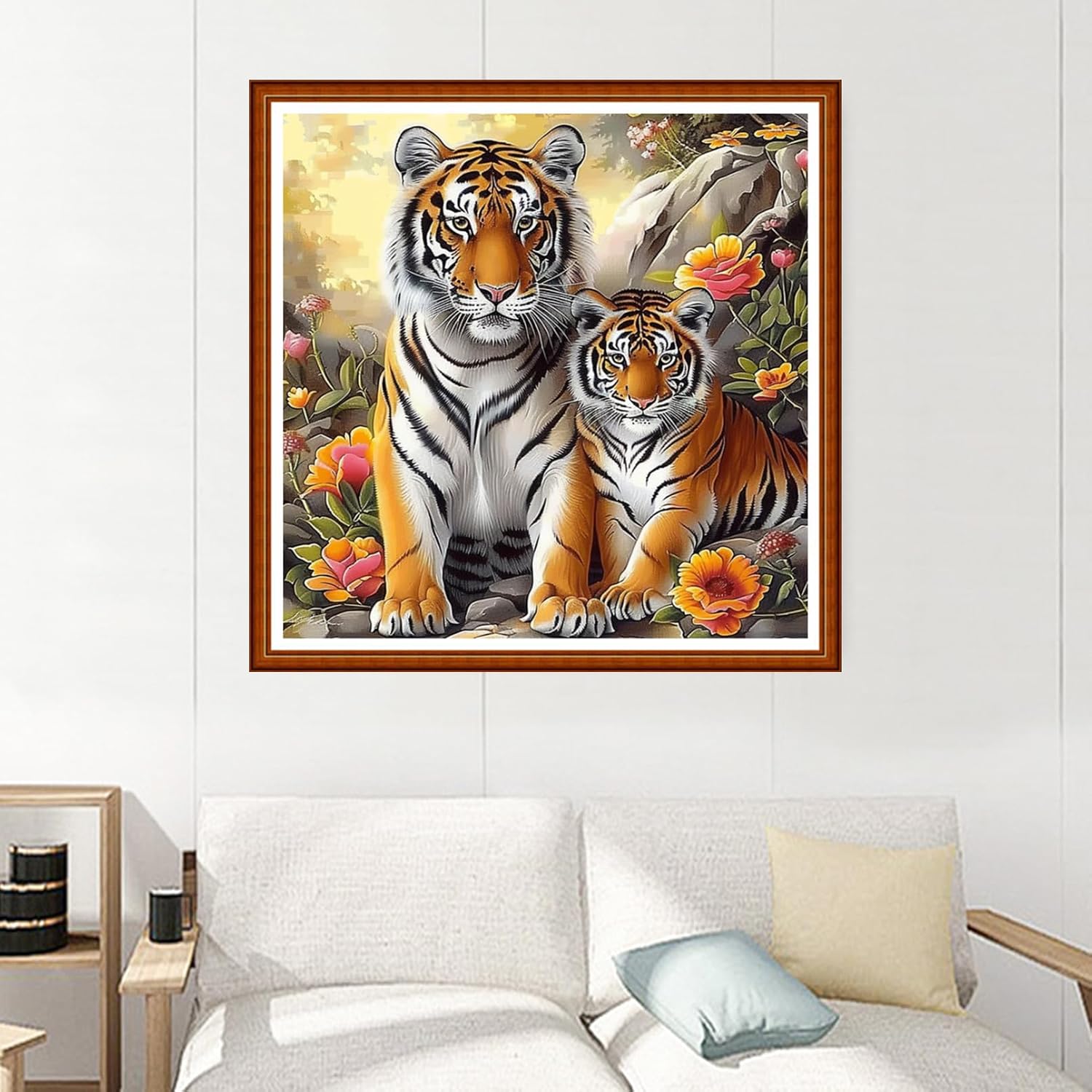 Joyhoor Stamped Cross Stitch Kits for Beginners Needlepoint Kits for Adults Embroidery Kits 11CT Counted Cross Stitch Kits Printed Embroidery Pattern- Forest Tiger 18x18 inchs