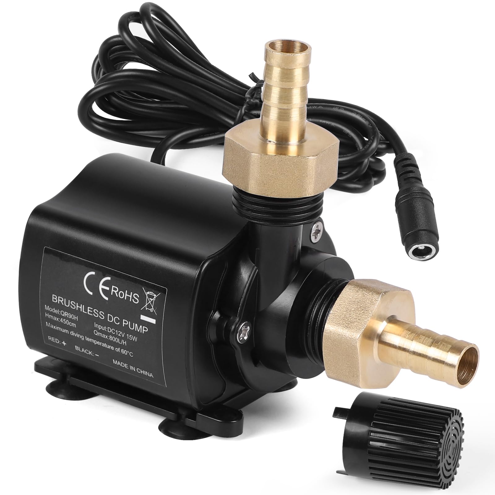 SWAWIS Wasserpumpe 12V 800L/H 4,5M Tauchpumpe Wasserpumpe Klein mit 5-Gang-Drehzahlregelung Teichpumpe Pumpe Mini Aquarium Pumpe Wasser Springbrunnenpumpe für Wasserzirkulationssystem