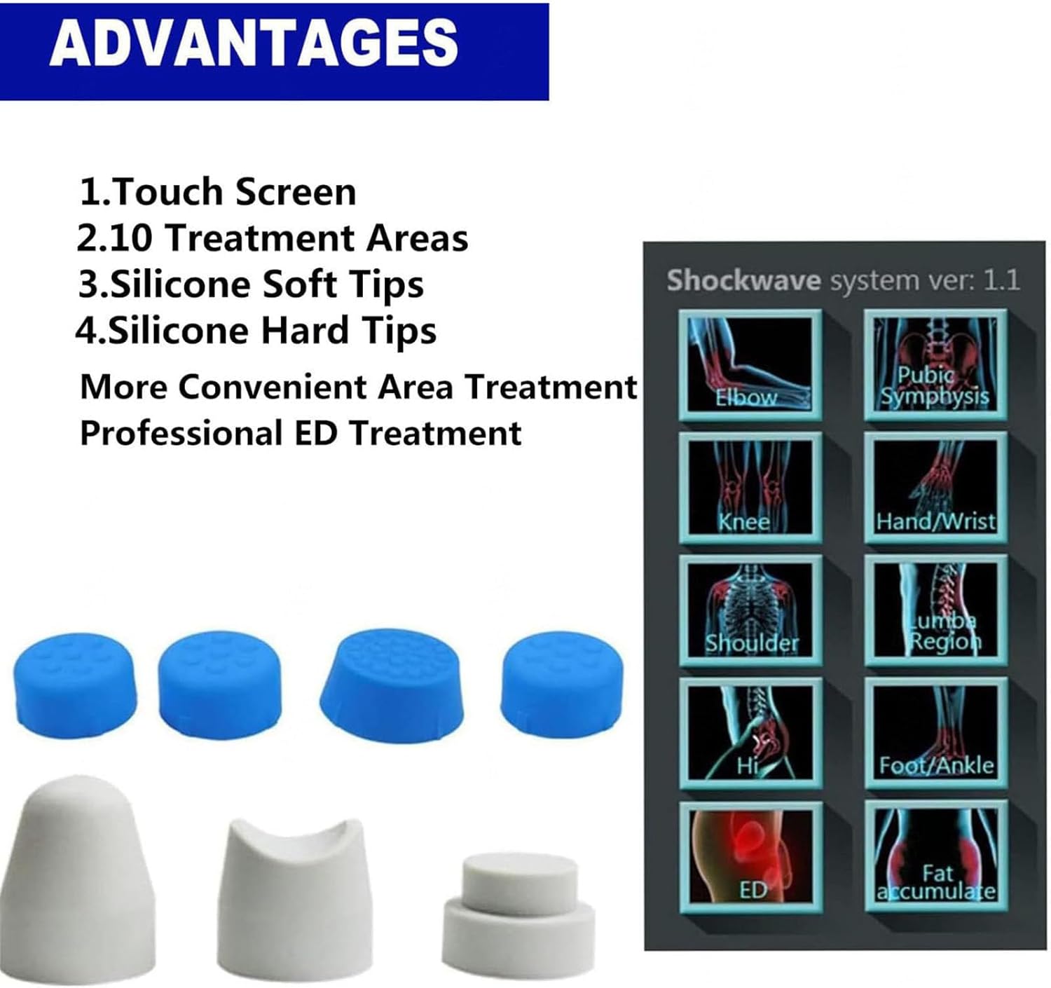 Shockwave ED Therapy Machine,Electromagnetic Shock Wave Machine, Portable ED Shock Wave Therapy Machine Professional Pain Relief Massager ED Treatment Device