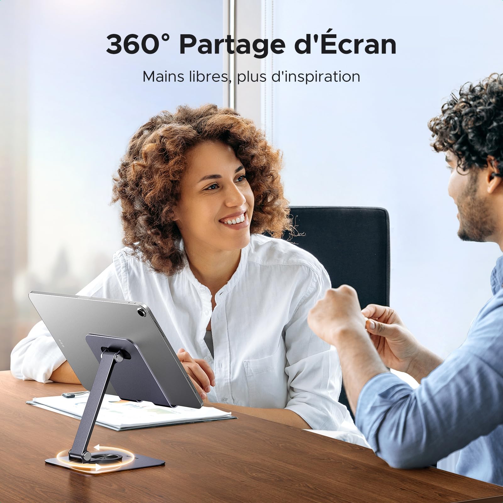 UGREEN Support Tablette Bureau Réglable Rotatif à 360 Degrés Porte Téléphone Pliable en Aluminium Compatible avec iPhone 17 Pro Max Air iPad Pro Air Mini Galaxy Tab A11 S11 A9 Redmi Pad