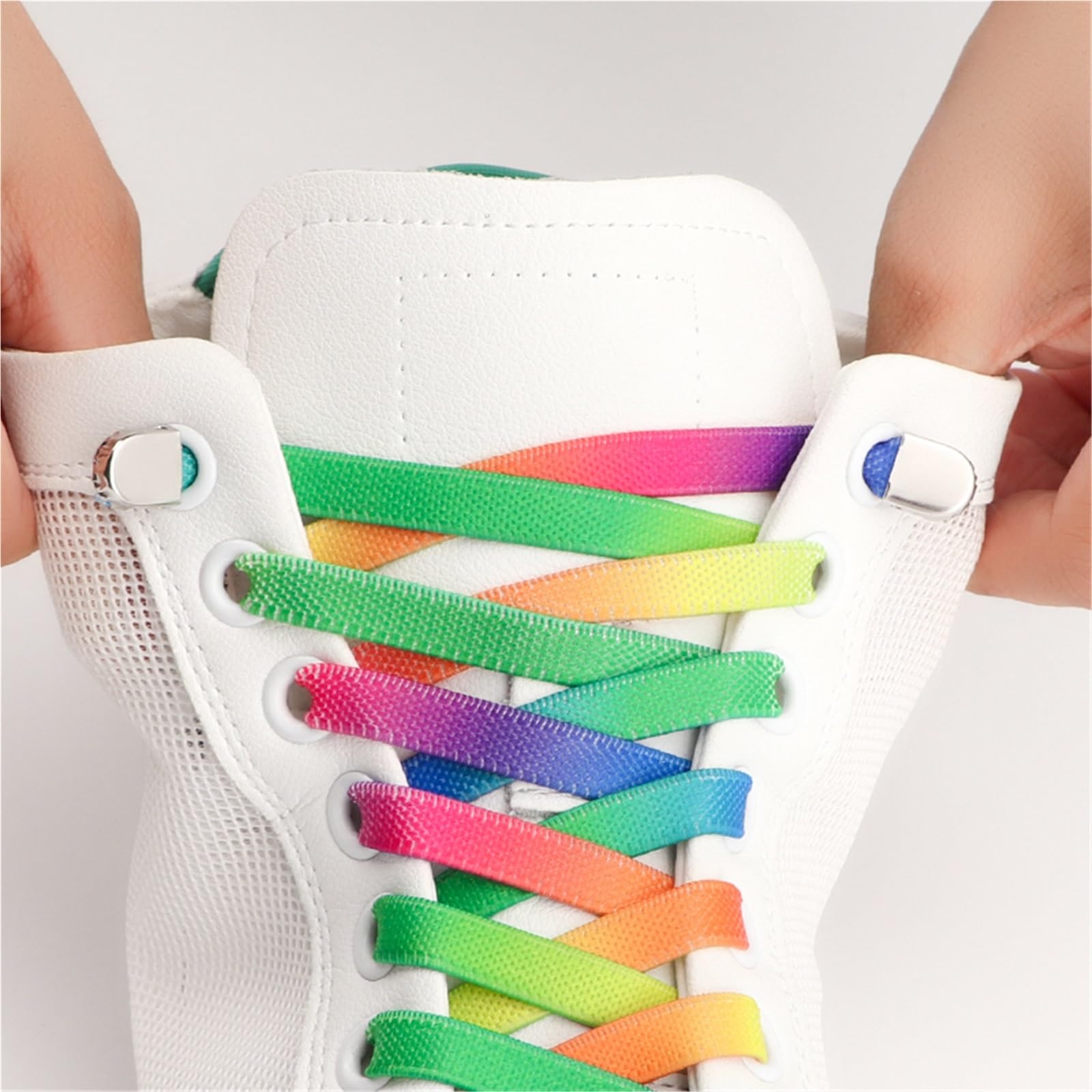 Lot de 5 Paires de Lacets élastiques colorés en métal, sans nœud, for Baskets, faciles à Installer pour Chaussures(Purple)