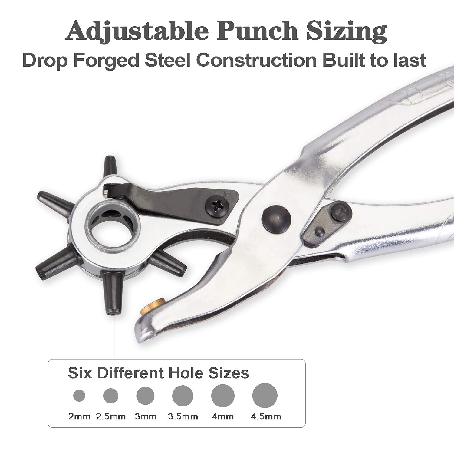 Hole Punch Tool, XOOL Rotary Puncher, Multi Hole Sizes Make for Leather Hole Punch Set for Belts, Watch Bands, Straps, Dog Collars, Saddles, Shoes, Fabric, DIY Home or Craft Projects