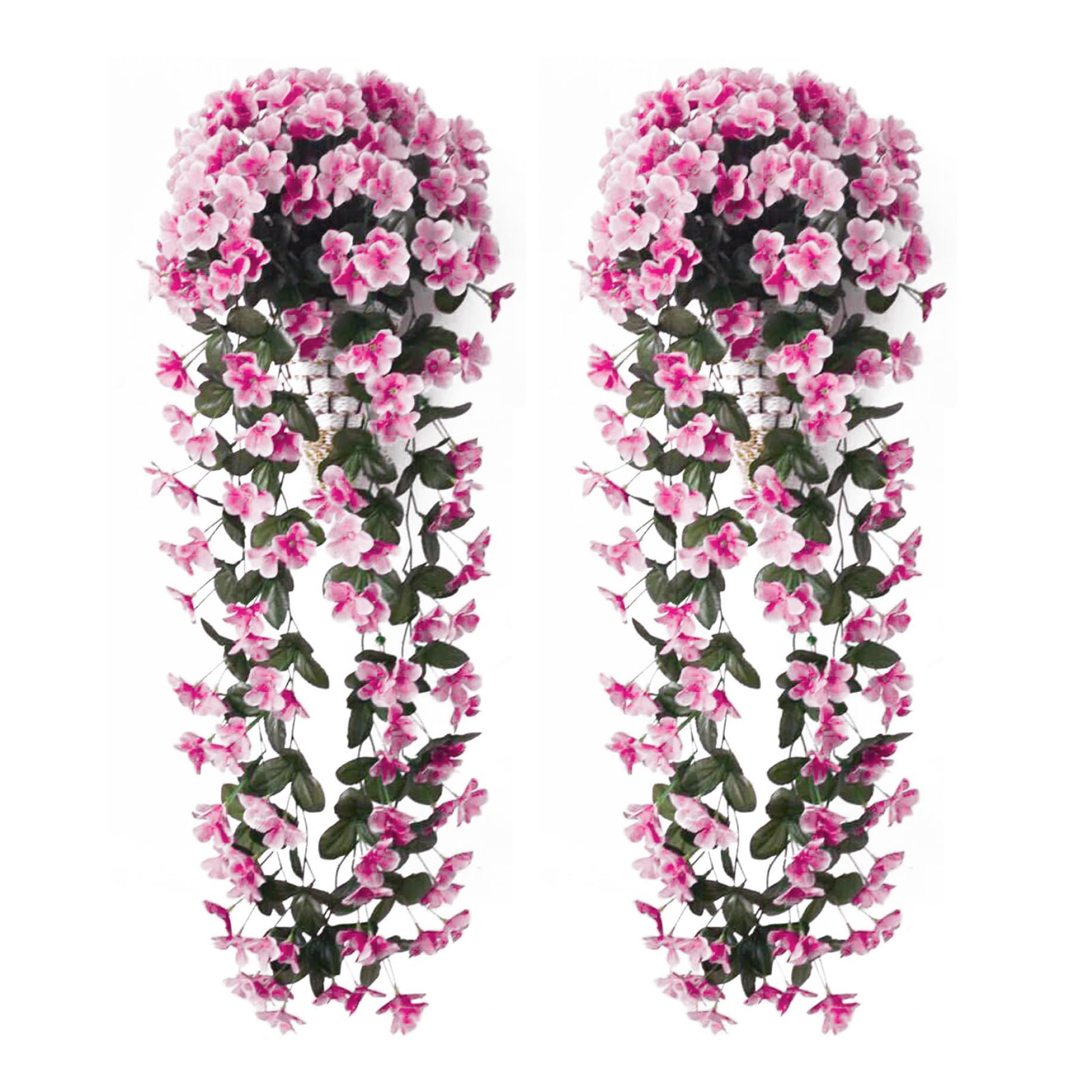 Fleurs artificielles de glycine en soie pour paniers suspendus extérieurs 2pcs