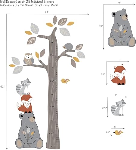 Miniatura 3 de Lambs & Ivy Calcomanías de pared para niños con diseño de árbol del bosque del bosque con animales