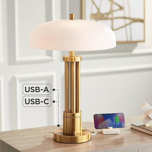 Miniatura 9 de Possini Euro Design Granview - Lámpara de mesa moderna de 23 pulgadas de alto de mediados de siglo, estilo glamuroso y lujoso, puertos USB duales,