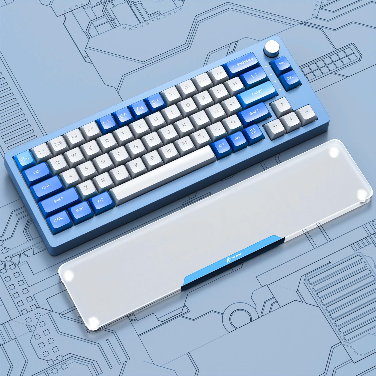 Poggiapolsi in acrilico per tastiera da gioco, poggiapolsi ergonomico trasparente con base antiscivolo, logo personalizzato in lega di alluminio per tastiera compatta 80% computer, ufficio, giochi per