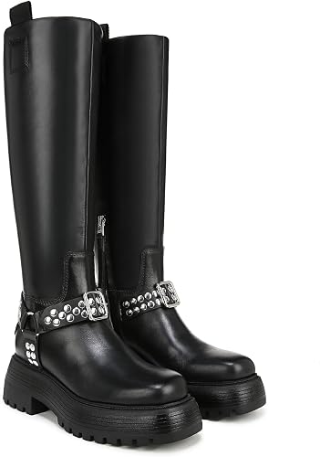 Circus NY by Sam Edelman Women's Hayes Motorcycle Boot Black Leather Stud 9 Medi