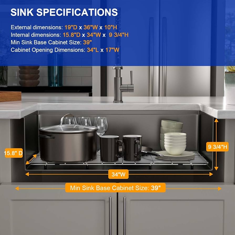 Dcolora 36 in. Black Undermount Kitchen Sink Workstation