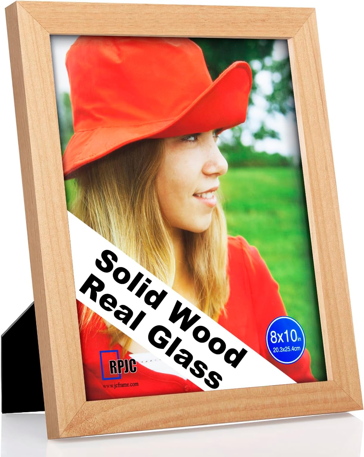 RPJC 8x10 inch Picture Frame Made of Solid Wood High Definition Glass for Table Top Display and Wall mounting photo frame Natural