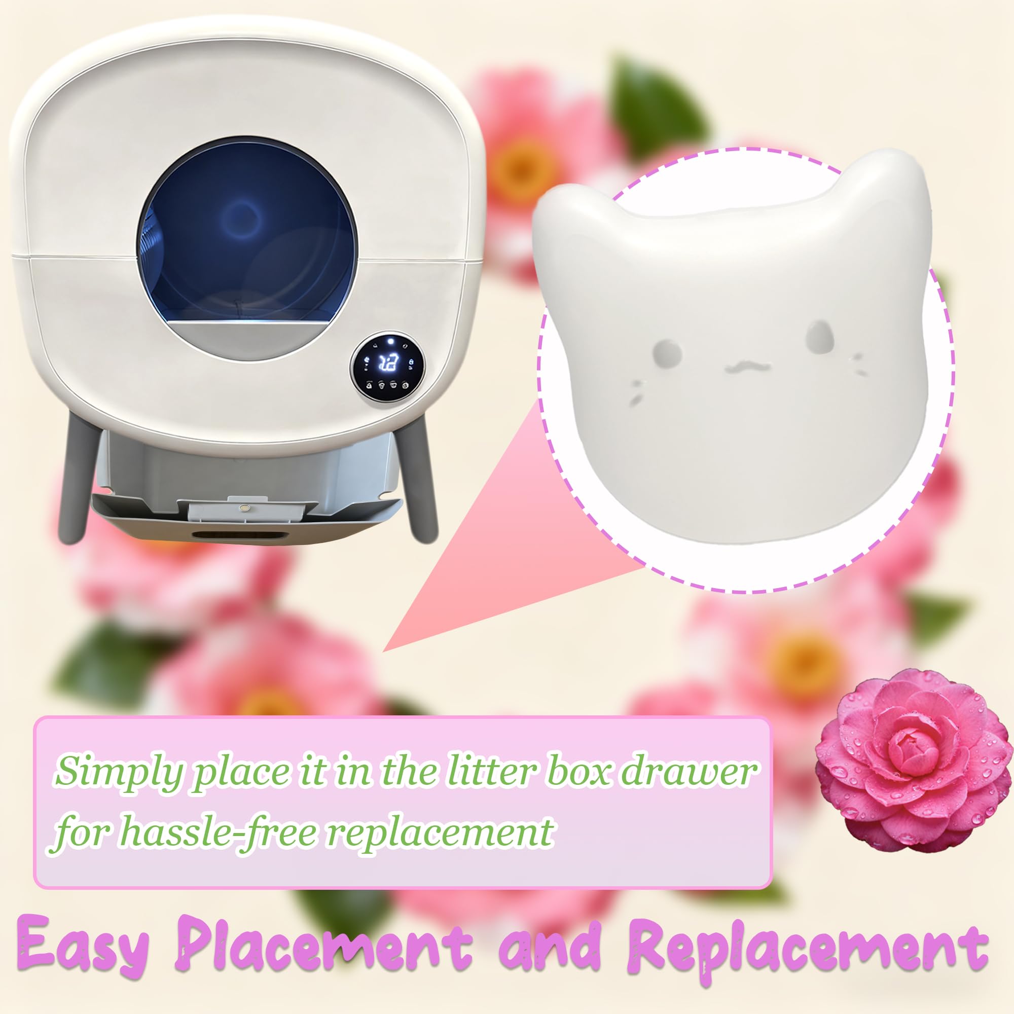 PurifyLogix 6PCS Pets Deodorizing Pods for Cumrige Self Cleaning Litter Box, Odor Remover for Fumoi Automatic Cat Litter Box, Camellia Flower Scented, Long-Lasting Fragrance, Keep Home Fresh - image 5