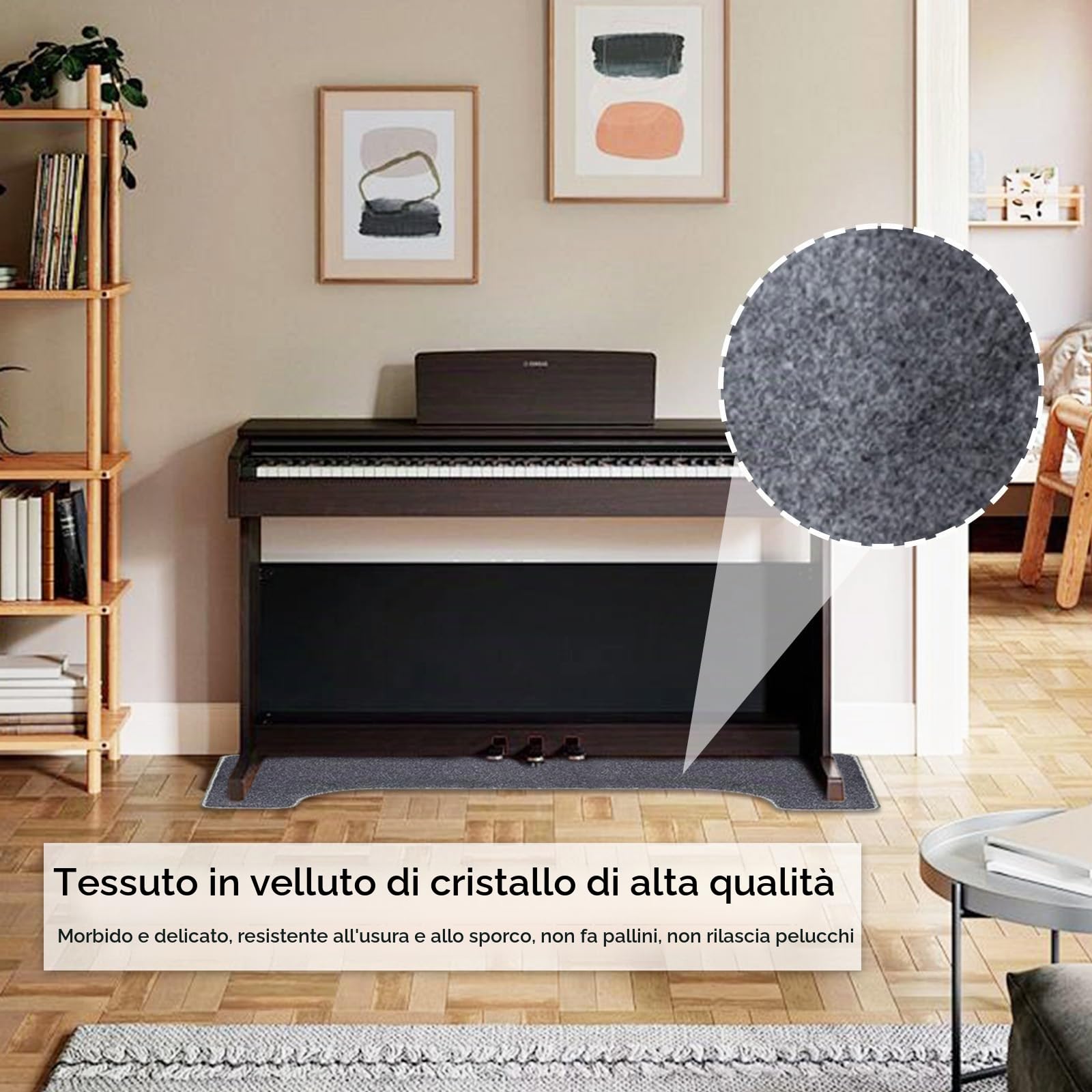Tappeto per Pianoforte, Tappeto per Isolamento Acustico 160 x 70 cm Tappetino Antiscivolo Tappetino per Protezione del Pavimento del Pianoforte Tappetino Antivibrante per Isolamento Acustico Grigio