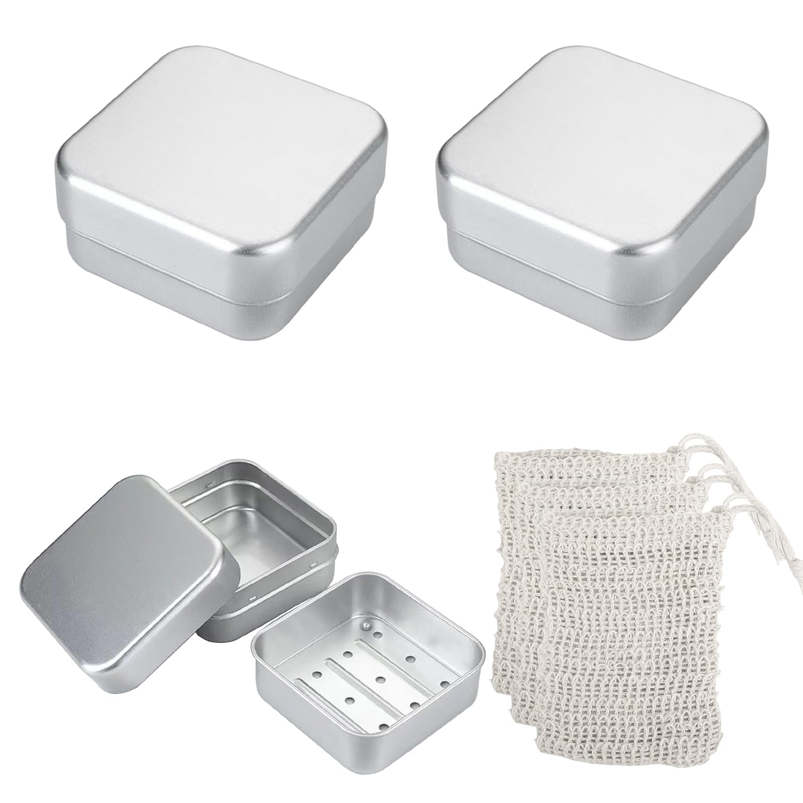 2 Portasapone In Alluminio Con Scolapiatti, Metallo Resistente All E