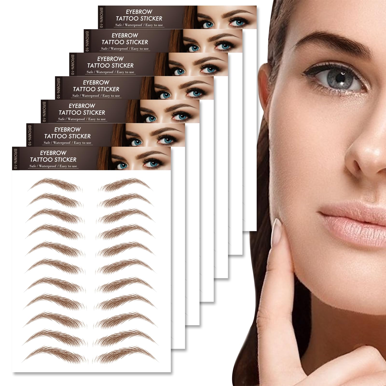 7Sheets/77Pairs 4D Hair-Like Eyebrow Tattoo Stickers, Waterproof Natural Fake Eyebrow Stickers