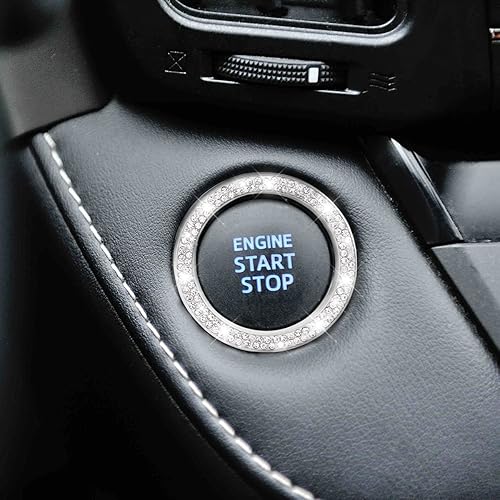 Vista 6 de Calcomanías de anillo de arranque de motor con cristales de imitación brillantes, paquete de 2 cubiertas/adhesivos para botón de arranque