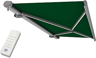 Schartec Premium Kassetten Markise elektrisch mit LED Beleuchtung Kassettenmarkise motorisierte Gelenkarmmarkise bis 500x300cm m (500x300cm, grün)