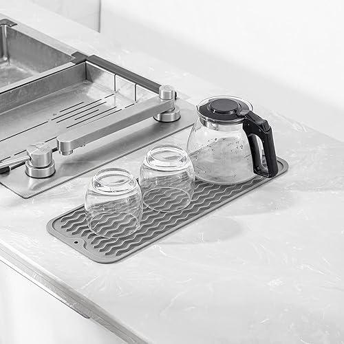 Miniatura 433 de Tapete de silicona para secado de platos para múltiples usos, fácil de limpiar, ecológico, resistente al calor, tapete de silicona para encimera