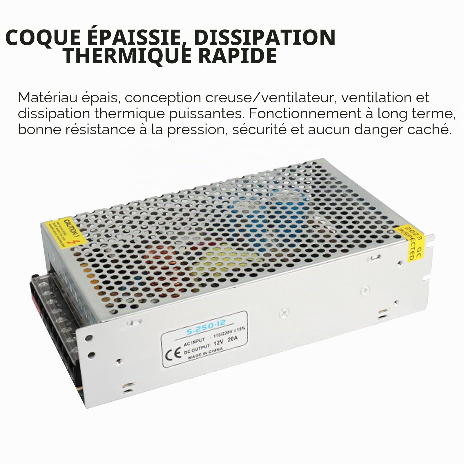 Adaptateur d'alimentation de voiture, convertisseur de tension 220 V à 12 V 20 A 240 W, adaptateur secteur, allume-cigare, adaptateur avec prise allume-cigare pour glacière, aspirateur de voiture