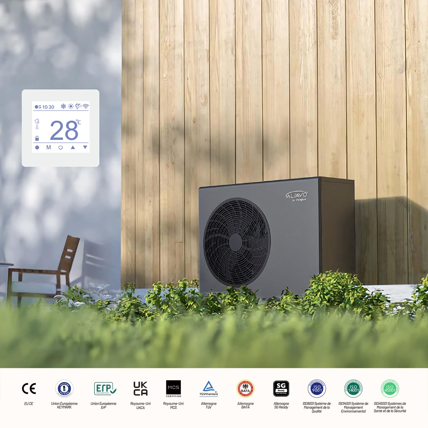 Pompe À Chaleur Air-Eau Monobloc HEAT R32 7 kW, Monophasé avec Einzelventilator, A+++ Efficacité Énergétique, Pour Chauffage Et Eau Chaude