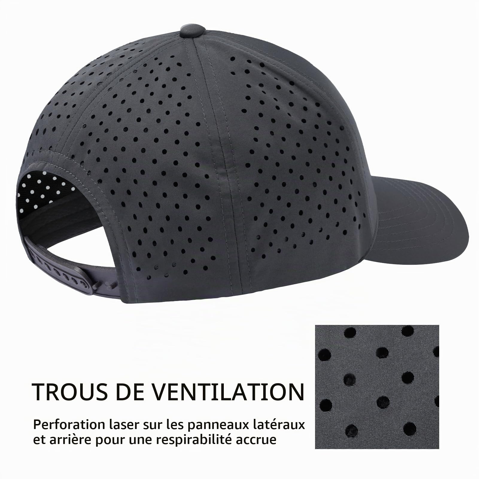 Bassdash UPF50+ Séchage Rapide Casquette de Baseball Imperméable Coupe Laser Mesh Snapback Chapeau Réglable pour Femme Pêche Randonnée Casquette de Baseball Femme et Homme FH14