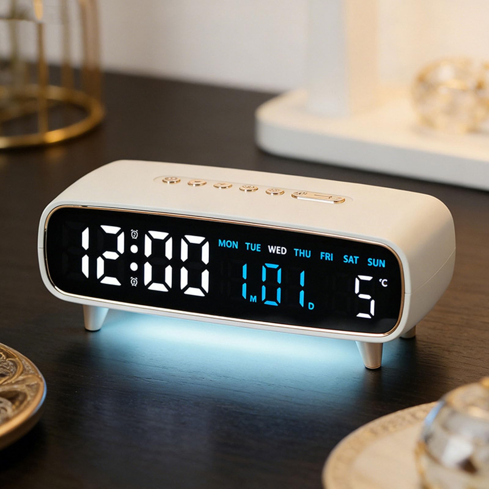 Moderno orologio a LED con ampio display con luce notturna calendario temperatura per camera da letto moderno orologio a LED con ampio display calendario luce notturna
